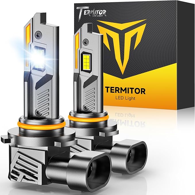 Termitor 9005/HB3 LED Light Bulbs, 116,000LM 12X Ultra-Bright, Pack of 2 | 6500K Cool White, 1:1 Mini Size, No Flickering No Adapter Required 9005/HB3 Fog Light Off-Road, Plug and Play