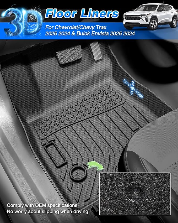 Cartist Floor Mats and Cargo Liner Fit for Chevy Trax (LS, ACTIV, LT, 1RS, 2RS) 2024-2026 & Buick Envista 2024-2026 All Weather Floor Mat for 2024 2025 2026 Envista & Trax Heavy Duty Carpet Protection