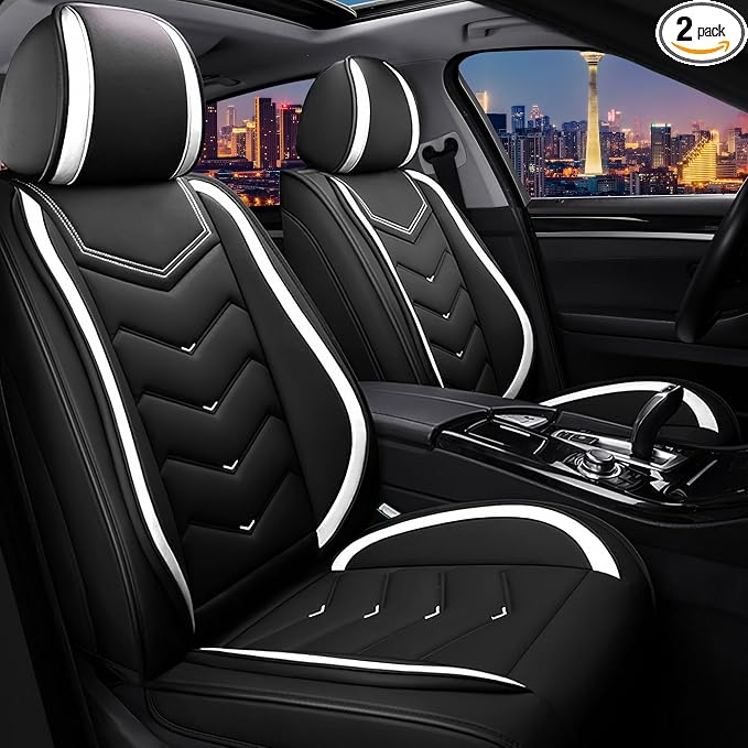 CTDS Car Seat Covers for Honda Civic 2000-2026, Stylish Sport Seat Cover, Premium Nappa Leather Car Seat Cover. Automobile Seat Covers Sets.(Standard 2 Seats/Black White)