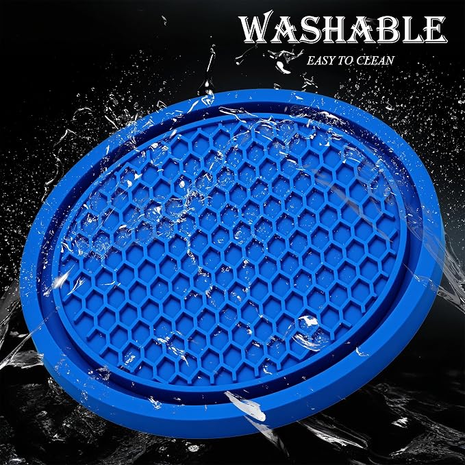 2PCS Car Cup Holder Coaster, Universal Auto Non-Slip Cup Holder Coaster, 2.75In Universal Non-Slip Recessed Car Interior Accessories (Blue)