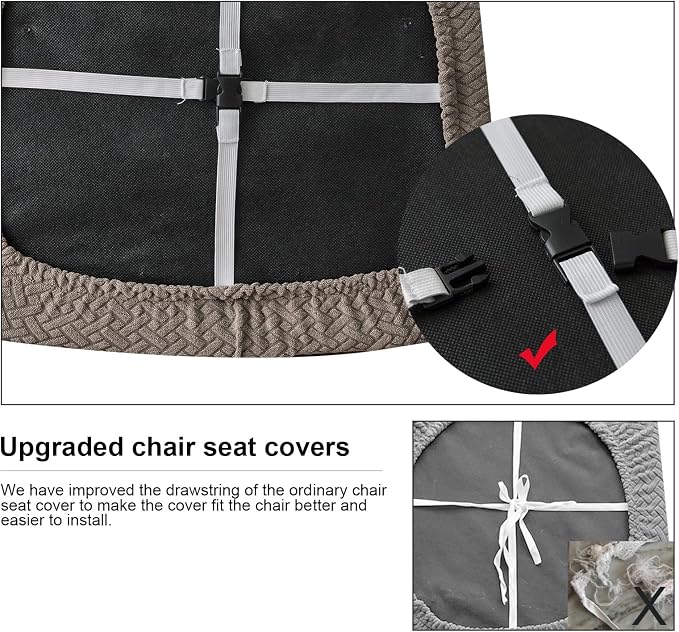 Genina Waterproof Seat Covers for Dining Room Chairs Covers Dining Chair seat Covers Kitchen Chair Covers slipcovers (Taupe, 6 Pcs)