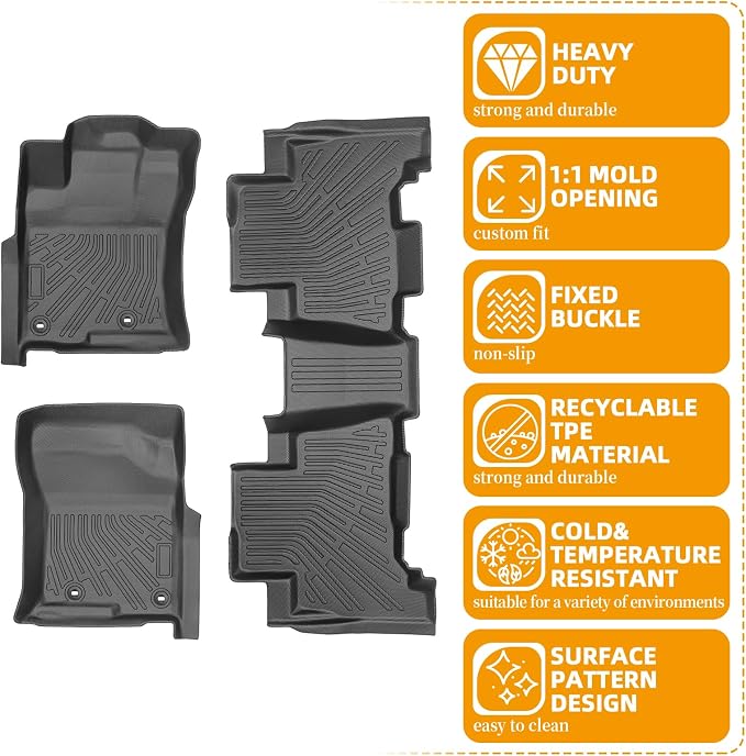 Floor Mats for Toyota 4Runner SR5 | Limited 2010 2011 2012(ONLY 5 Seats) | Floor Mats for Lexus GX460 2010-2013, Front & Rear Row TPE Non-Slip Waterproof Summer Winter, 5th gen 4runner Floor Mat