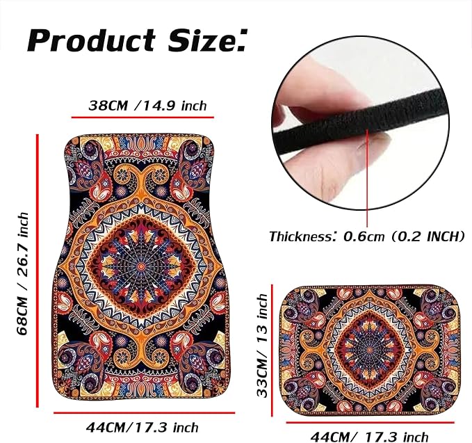 Car Floor Mats Non-Slip Automotive Floor Mats All-Weather Front Rear Car Floor Foot Mat Sets of 4 Pieces Foot Mats Rugs Carpet for Car Trucks SUV Sedans (Colorful)