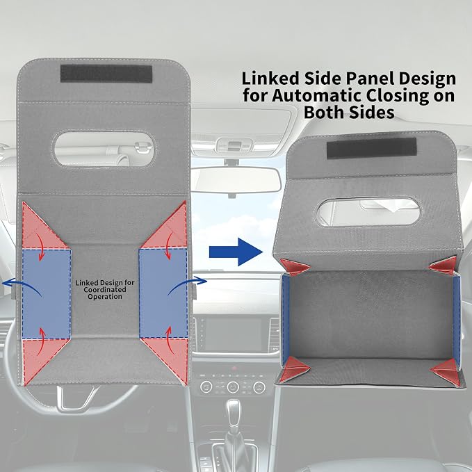 Car PU Leather Tissue Holder for Sun Visor and Back Seat Organizer | Tissues Box Cover for Sunvisor and Cars Backseat Large Rectangle Napkin Holder Fit for Various Tissue Sizes Box Organizer
