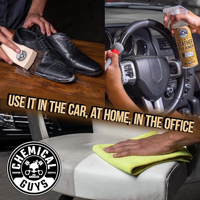 Chemical Guys, Colorless & Odorless Leather Cleaner, Car Interiors, 16 oz | Gentle, colorless cleaner lifts dirt from natural, synthetic and faux leather seats, furniture and apparel