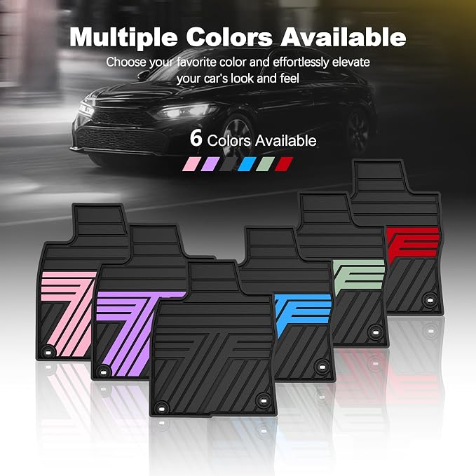 Rubber Floor Mats for Honda Civic Sedan Hatchback Si 2022-2026 | Include Sport but Not for Hybrid, All Weather Car Floor Liners Also Fit for Acura Integra 2023-2026, 1st & 2nd Row, Black