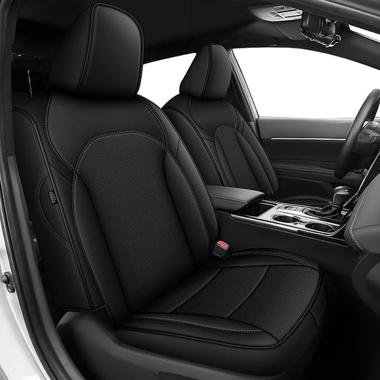 AOMSAZTO Custom Fit Seat Covers for Toyota Camry 2025-2026 XLE XSE Full Set Faux Leather Car Seat Covers Waterproof Airbag Compatible Interior Protection (Black)