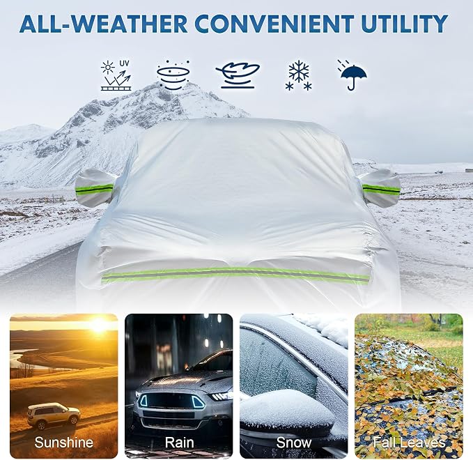 6-Layer Full Car Cover is All-Weather Waterproof, Heavy Outdoor Pickup Truck Cover, Universal in All Seasons, Snow Protection, Acid Rainproof, Sunscreen, Uv Protection, Length Up to 206" P-S