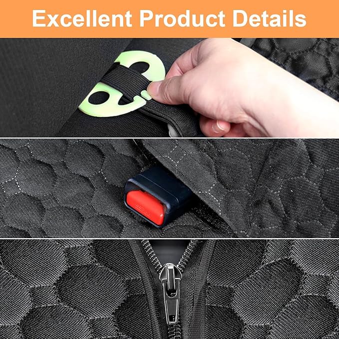 Mancro Dog Car Seat Cover, Waterproof Dog Hammock for Car, Black All | 600D Heavy Duty, Scratch-Resistant Back Seat Pet Cover for Dogs with PVE Nonslip Underside, Fits for Sedan, Trucks and SUVs