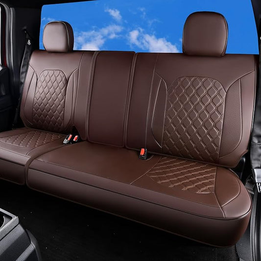 Huidasource Fit for Coffee Chevy Silverado/GMC Sierra Rear Seat Covers, Thickened Split Nappa Leather Truck Back Seat Cover 2007-2013&2019-2026 1500, 2020-2026 2500HD 3500HD Crew Cab WT LS LT