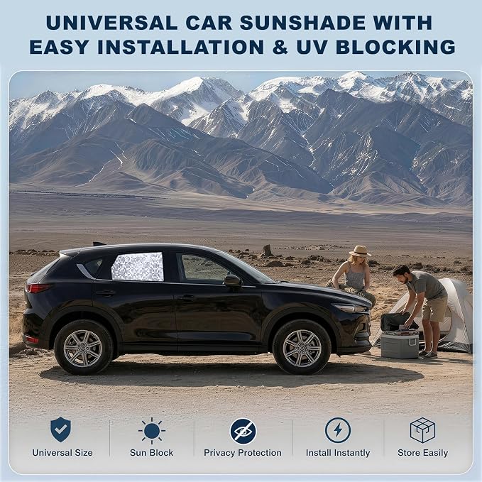 ZATOOTO Rear Side Window Sun Shade, 2 Pack Car Window Covers 99% UV Block | Car Curtains Magnetic Side Window Sun Shade, Heat Reflective, Keeps Cooler, Taking a nap, Changing Clothes, Camping