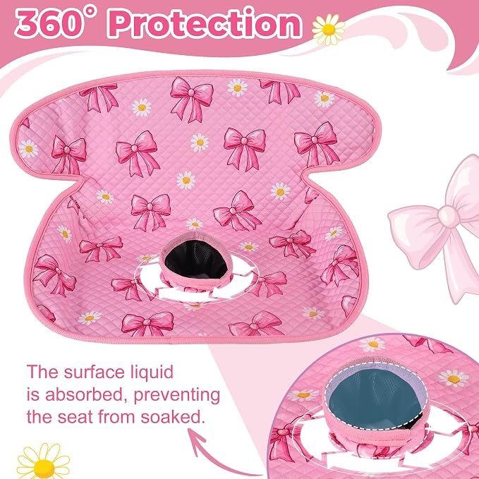 LITTOBEBE2 Pack Waterproof Soft Car Seat Protector for Potty Training, Toddler Car Seat Piddle Liner (Pink Bow, 2PC)