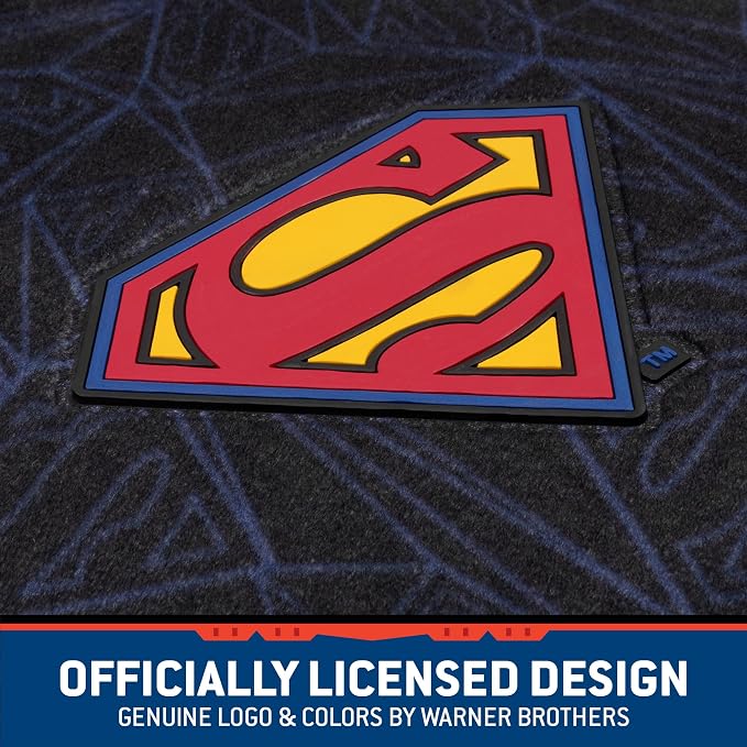 Warner Bros DC Comics Superman 4pc Carpet Floor Mats Car Accessories - Set for Car, Truck, Van, SUV - No-Slip Grip - Universal Fit Front 26" x 16.5", Rear 14" x 16.5"
