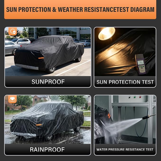 Kayme Truck Cover Waterproof All Weather, Heavy Duty Outdoor Pickup Cover Sun Uv Rain Protection, Universal Fit for Silverado, F-150 F-250 F-350, Nissan Titan etc.(Length Up to 239 inch)