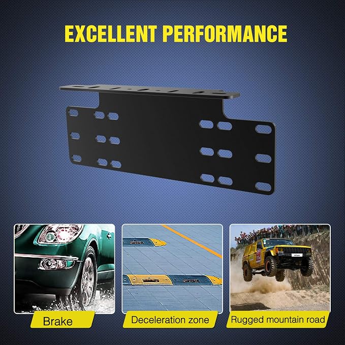 Nilight 90044B Universal License Heavy Duty Steel Front Plate Mounting Bracket Holder for Off-Road LED Work Lamps Lighting Bars, 2 Years Warranty, Black