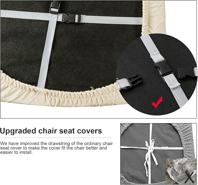 Genina Waterproof Seat Covers for Dining Room Chairs Covers Dining Chair Cover Kitchen Chair Covers (Beige, 2 Pcs)