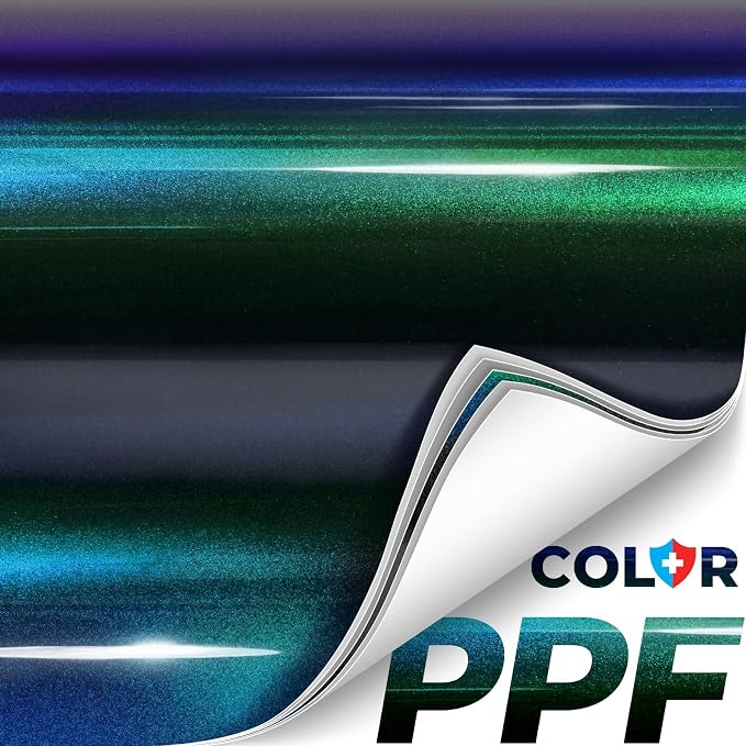ColorFusion PPF by VViViD, Gloss Metallic Blue Chameleon Dry Apply PPF Vinyl Car Wrap Roll 10ft x 5ft