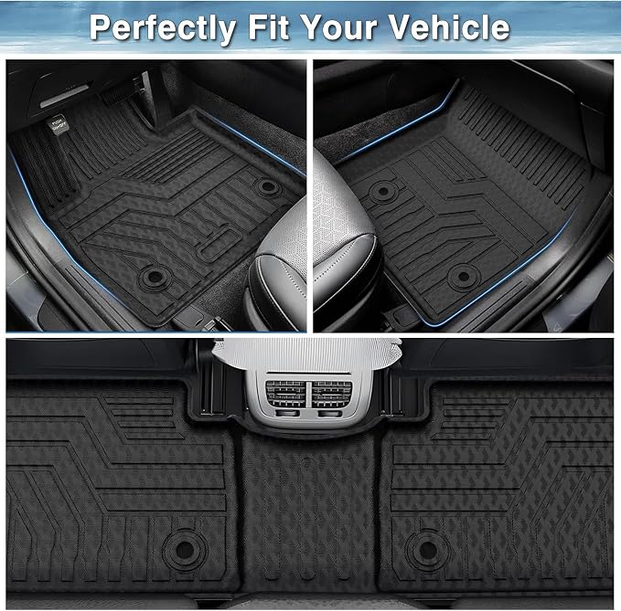 Mixsuper Floor mat for 2017-2024 Nissan Titan / 2016-2024 Nissan Titan XD Crew Cab (with Rear Under Seat Organizer),All Weather TPE Floor Liners Protection for Titan Accessories,Anti-Slip Car Mats