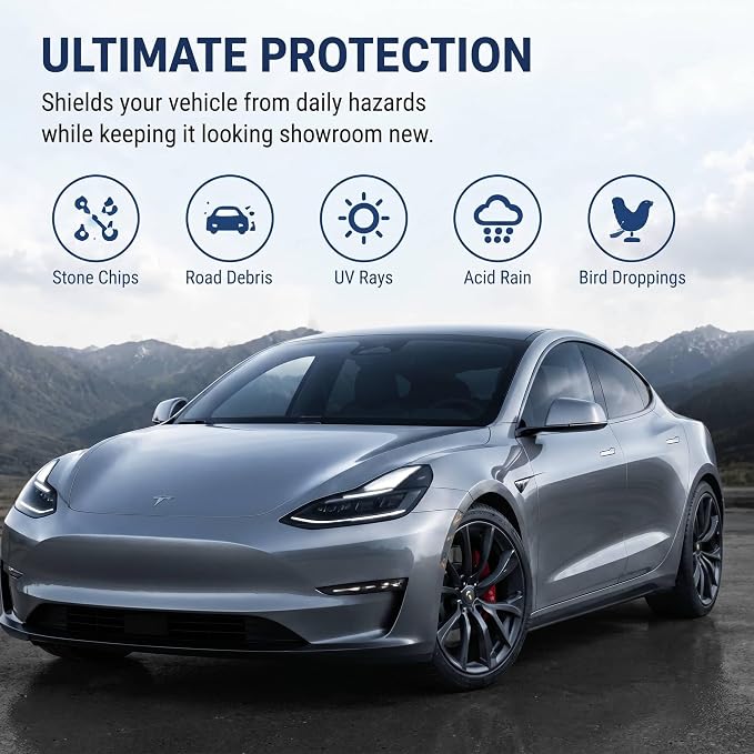 Piano Black PPF Paint Protection Film – 5FT x 50FT Roll with PET Liner, Ultra Gloss Finish, Bubble-Free & Repositionable Adhesive, UV Protection for Tesla Model Y/SUV/Truck (Gloss Clear)