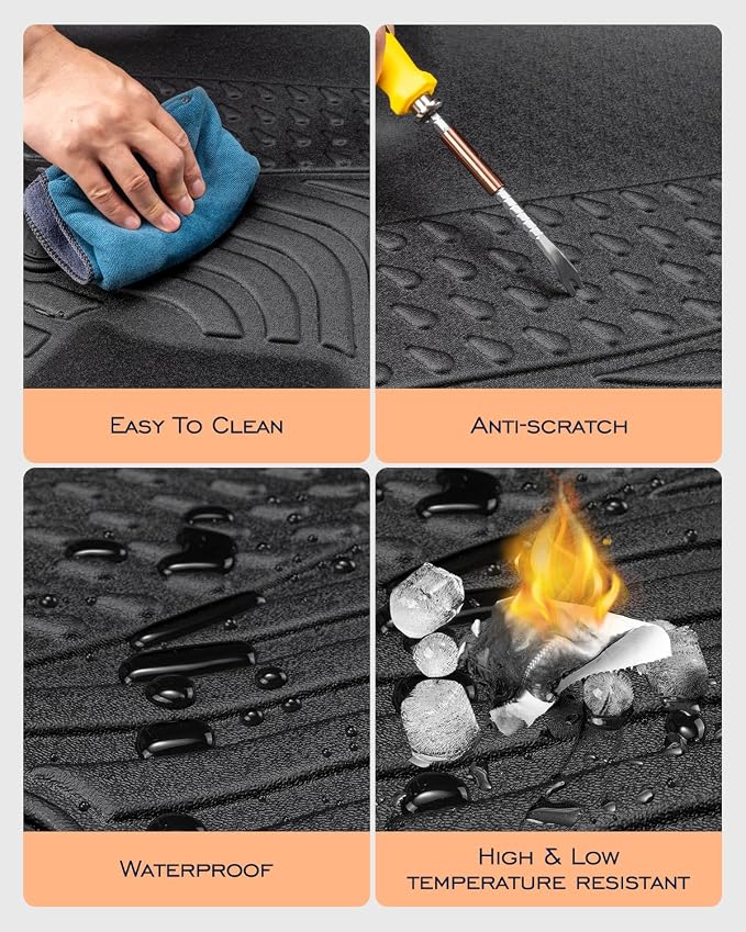 CreekT® Floor Mats for Chevy Silverado & for GMC Sierra 2007-2013 (Extended Cab Only,Not Hybrid) 1500, 2500HD, 3500HD, All Weather Waterproof TPE Floor Mats for Chevy Silverado Accessories 2007-2013