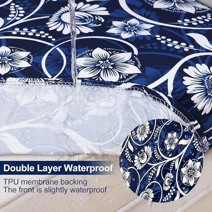 Smiry 8 Pcs Waterproof Patio Cushion Covers, Stretch Outdoor Furniture Covers | Couch Slipcovers Replacement, Washable Furniture Protector, UV-resistant Sofa Chair Seat Cover for Outdoor and Indoor, 8 Pcs