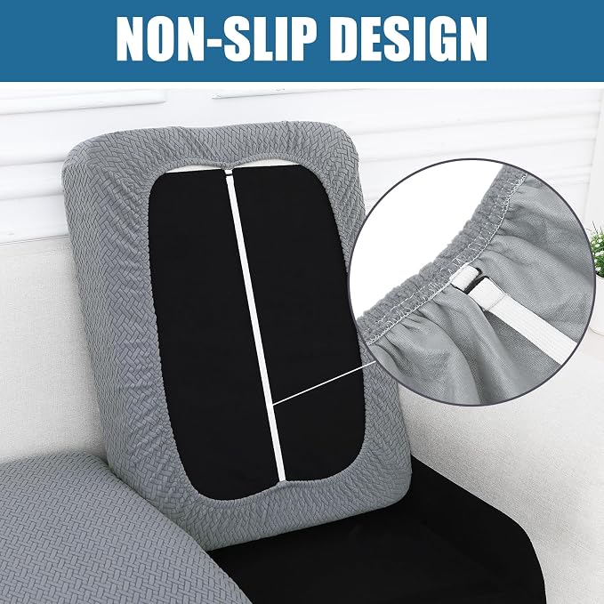 Smiry Waterproof Couch Cushion Covers, Stretch Jacquard Thick Sofa Cushion Covers, Washable Seat Slipcover Elastic Furniture Protector for Pets, Kid (2PC, Light Grey)