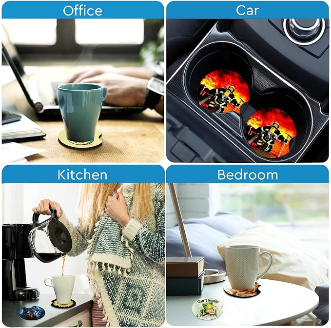 2 Pack Little Daisy Car Coasters for Cup Holders,Neoprene Anti Slip Mat | 2.75" Universal Size,Auto Rubber Drink Coasters Decor Car Accessories Interior Little Daisy Gifts for Women Men