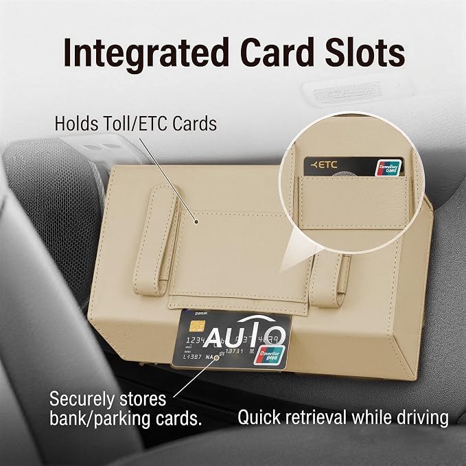 Car Visor Tissue Holder - Universal Hanging Auto Napkin Dispenser with Metal Clip, Multi-Position Tissue Box for Door or Seat Back,Premium Car Interior Accessories for Safe Driving(Beige)