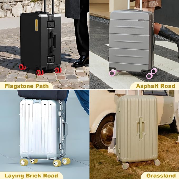 8PCS Silicone Luggage Wheel Covers for 2-2.4" Luggage Wheel Protector,Blue | Protective suitcase wheel sleeves for compatible carry-on luggage, daily travel rolling, and one 4x2 double-wheel suitcase.