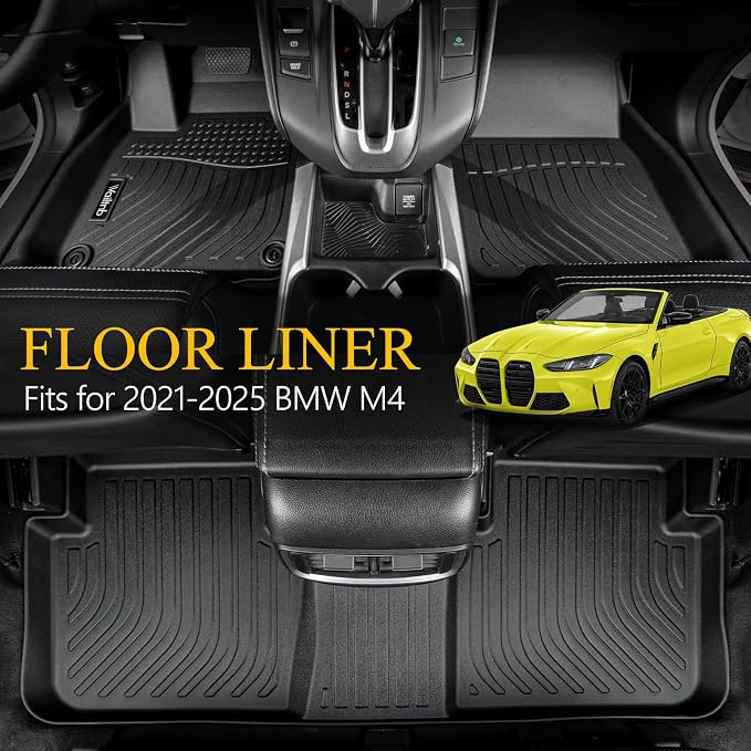 Wailtnb-Mats for BMW M4 Competition, M440i, 430i 2021-2025 Convertible Floor Mat Cargo Liner All Weather Floor Liner Car Mat for BMW M4 Convertible Custom Fit Automotive Full Set Accessories