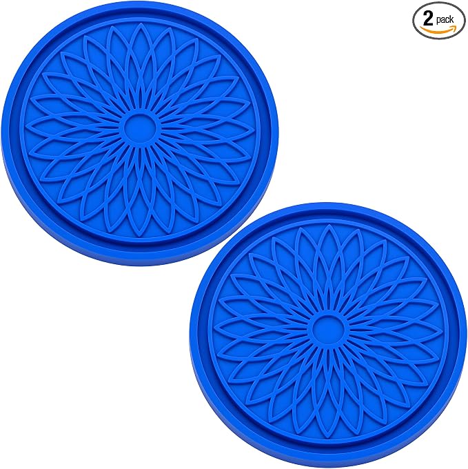 2-Pack Car Cup Holder Coaster Inserts, 2.75 Inch Non-Slip Silicone Liners, Shockproof Drink Holder Mat for Women Men, Universal Fit for Most Vehicles (Deep Blue)