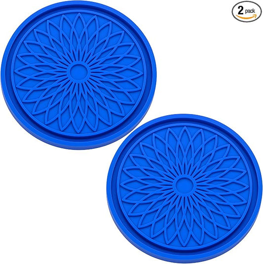 2-Pack Car Cup Holder Coaster Inserts, 2.75 Inch Non-Slip Silicone Liners, Shockproof Drink Holder Mat for Women Men, Universal Fit for Most Vehicles (Deep Blue)