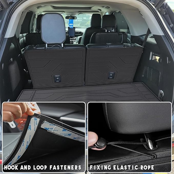 KARPAL Floor Mats for 2020-2026 Ford Explorer 6 & 7 Seats, Custom Fit TPE All Weather Ford Explorer Accessories 1st & 2nd & 3th Row Floor Liner & Trunk Mat with Backrest Mat