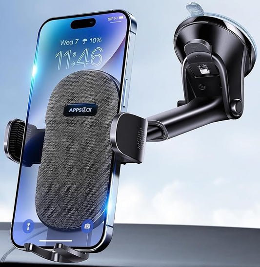 APPS2Car Car Phone Holder Mount for Dashboard & Windshield, Hands-Free Cell Phone Holder for iPhone Samsung, Suction Cup Phone Mount for Cars Trucks Uber & Delivery Drivers