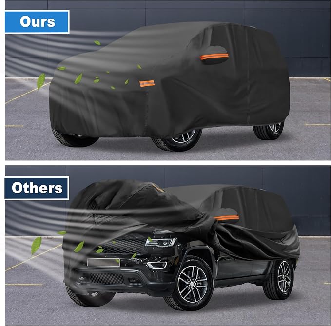 ACROPIX Car Cover Waterproof All Weather Full Exterior Cover Rain Hail Sun Protector Car Cover Black Fit for Jeep Grand Cherokee 2011-2024 with Door Zipper - Pack of 1