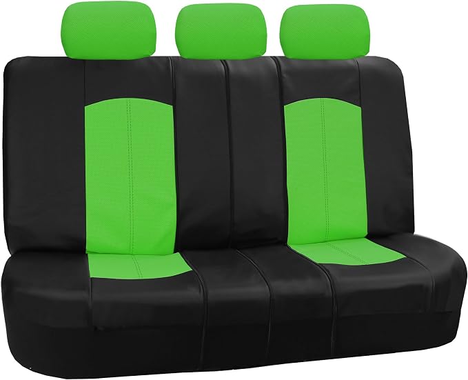 FH Group Highest Grade Faux Leather Split Bench Seat Cover, Rear Set – Universal Fit for Cars Trucks & SUVs (Green/Black) PU008013