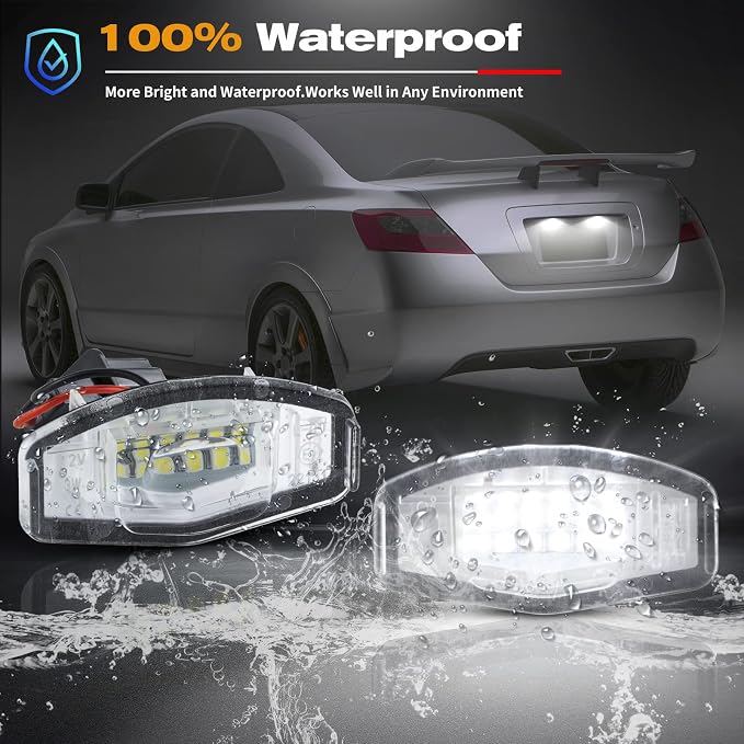 POPMOTORZ LED License Plate Lights Assembly Compatible With 2003-2012 Honda Civic Accord MR-V/Pilot Odyssey City MK4 & 1999-2009 Acura MDX RI TI TSX ILX RDX - 2 Pack 18 SMD Xenon White