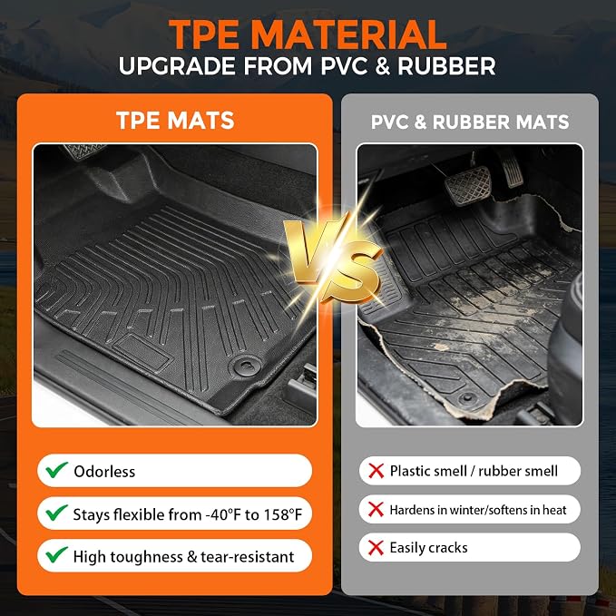 Floor Mats for Nissan Maxima 2016-2023 | Heavy Duty TPE All Weather Protection, Waterproof Non-Slip Black Car Liners (Two-Row Floor Mats & Cargo Liner)