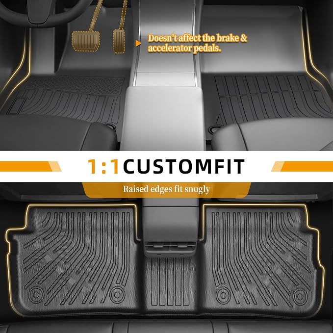 Floor Mats for Audi Q5 & SQ5 2018 2019 2020 2021 2022 2023 2024 2025 | TPE 2020 Q5 Floor Mats 1st & 2nd Row & Cargo Liner,Waterproof Summer Winter Non-Slip Floor Liners Car Accessories