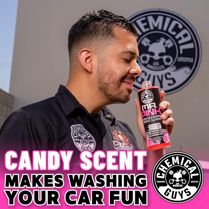 Chemical Guys, Mr. Pink Super Suds Car Wash Soap for Foam Cannons, 64 oz | Lifts road grime with a slick, high-gloss formula that rinses clean, gentle on wax, sealant and ceramic coatings