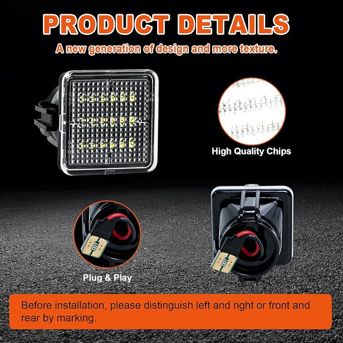 LED License Plate Light Compatible with Tacoma 2016-2022 Pickup Truck, for Tundra 2014-2021, 6500K White Tag Light Assembly Replacement, Tag Lamp Clear Lens, 2PCS