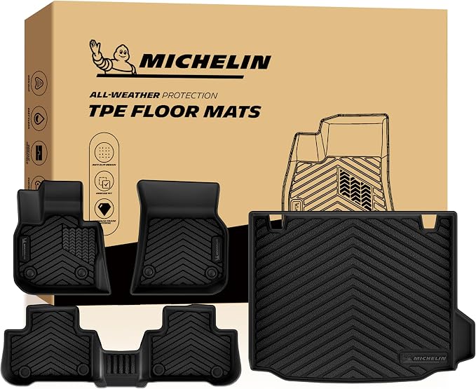 Michelin Vehicle Mats, All-Weather TPE Custom Fit Liner for 2018-2024 BMW X3 Without Spare Tire (4 Piece), Not Fit X3 30e, Premier