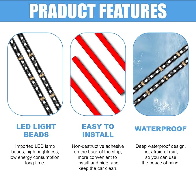 Car LED Strip Light, 24 LED 12V Cigarette Lighter Port, Red | RGB Neon Auto Interior Atmosphere Lights, Under Dash Ambient Night Light, Universal Decorative Lamp Accessory for Car Truck