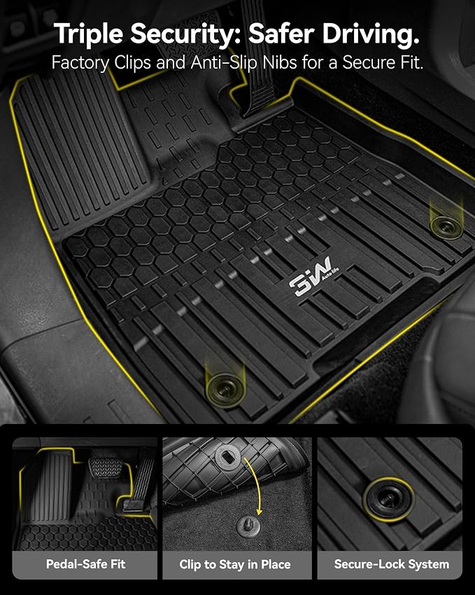 3W Floor Mats & Trunk Mat& Backrest Mats for Toyota Sienna 2021-2026 LE/XLE(Only for 8 Seat), TPE All Weather Custom Fit Floor Liner for Sienna 1st, 2nd and 3rd Row and Cargo Mat, Black