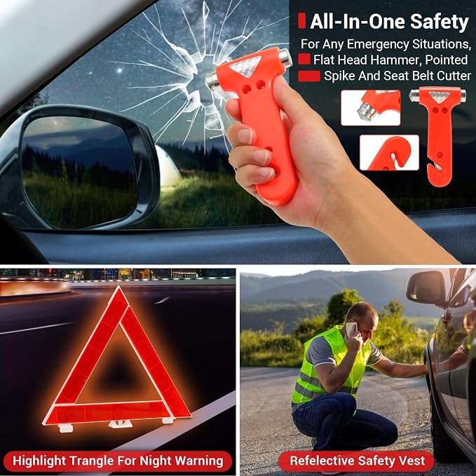 20PCS Sailnovo Car Emergency Kit with Jumper Cables, Roadside Safety Emergency Car Kit for Vehicle Truck Motorcycle - Gifts for Men Women Teenagers, Easy Storage(Black)