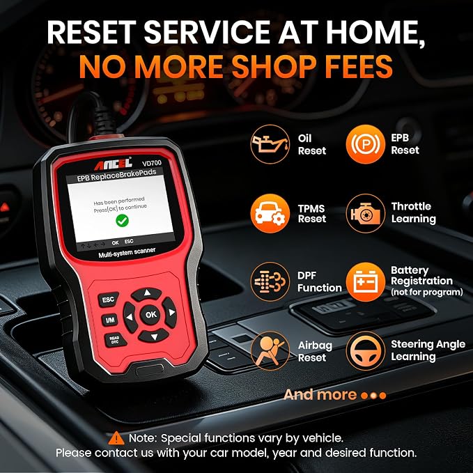 ANCEL VD700 OBD2 Diagnostic Code Reader Scan Tool Fit for Volkswagen Audi VW Skoda Seat, All Functions OBD11 Scanner for VAG Vehicles with Battery Registration EPB Reset (Upgraded VD500)