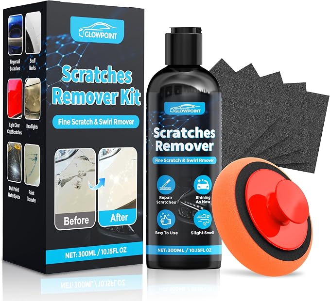 Car Scratch Remover, 300ml Scratch Repair & Swirl Remover Kit for Vehicles, Scratch Eraser Restorer & Polishing with Pad and Nano Sparkle Cloth for Light Scratches, Oxidation, Water Spots