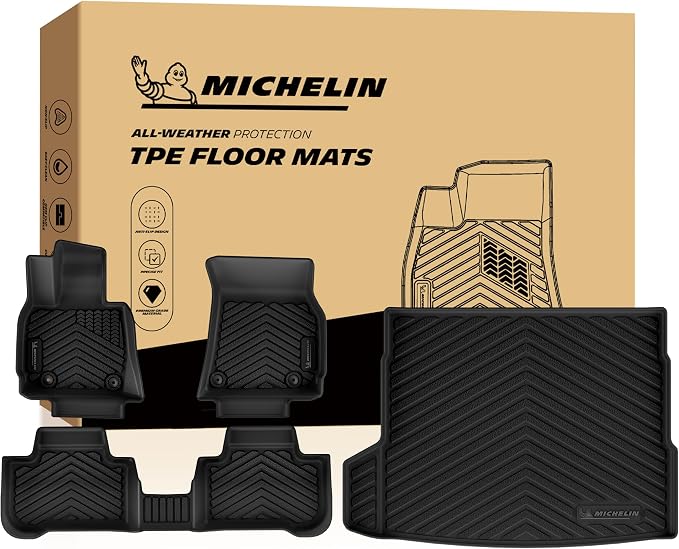Michelin Vehicle Mats for 2025-2026 BMW X3 G45 30 xDrive/M50 xDrive | Custom Fit, Non-Slip, All-Weather TPE Liner, Premier Series 1st & 2nd Row & Trunk Mat, 4 Piece