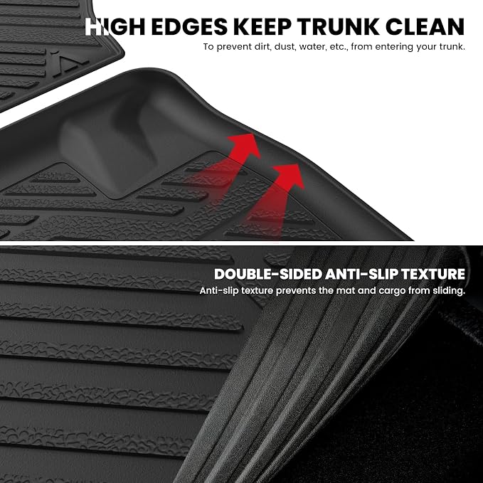 LASFIT Cargo Mat for Dodge Grand Caravan 2008-2020/Chrysler Town & Country | for Chrysler Town & Country 2008-2016 Trunk & Backrest Mat, All Weather TPE, Custom Fit, Full Edge Coverage, Easy to Clean