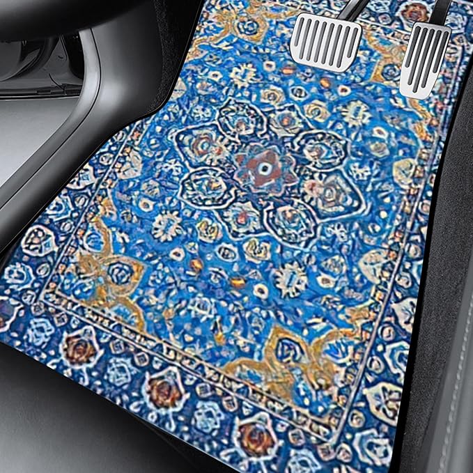 Car Floor Mats Non-Slip Automotive Floor Mats All-Weather Front Rear Car Floor Foot Mat Sets of 4 Pieces Foot Mats Rugs Carpet for Car Trucks SUV Sedans (Blue)